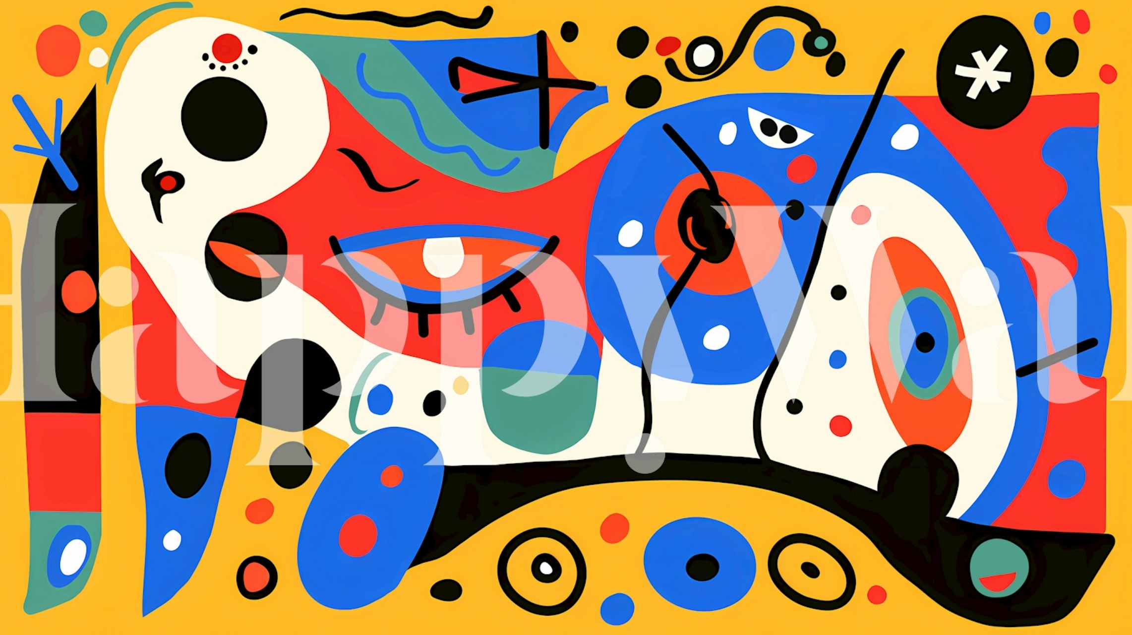 Vibrant artistic wallpaper som visas i ett rum