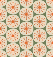 Mid Century Modern Atomic Dots Olive Orange ταπετσαρία