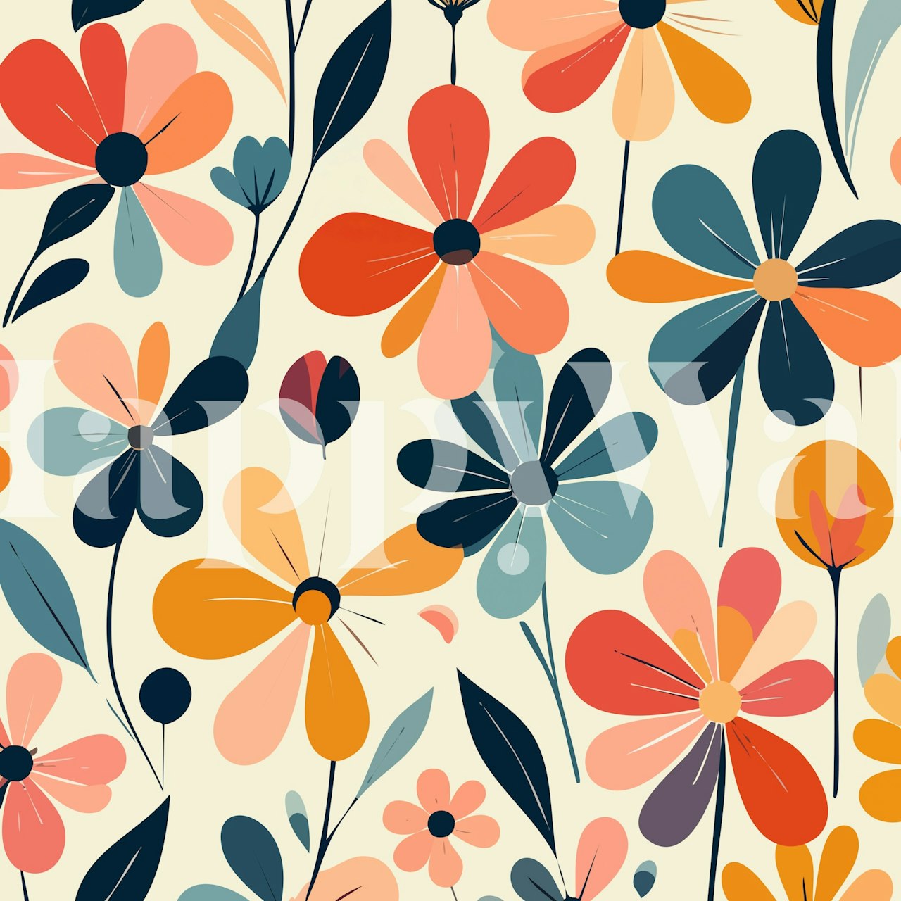 Design della carta da parati Vintage Flower Melody