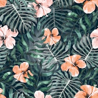Summer Floral Jungle apricot papel de parede