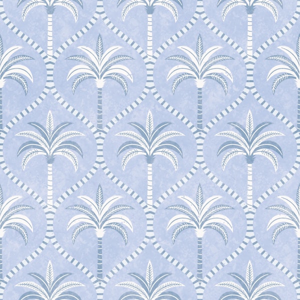 palm tree ogee - periwinkle blue