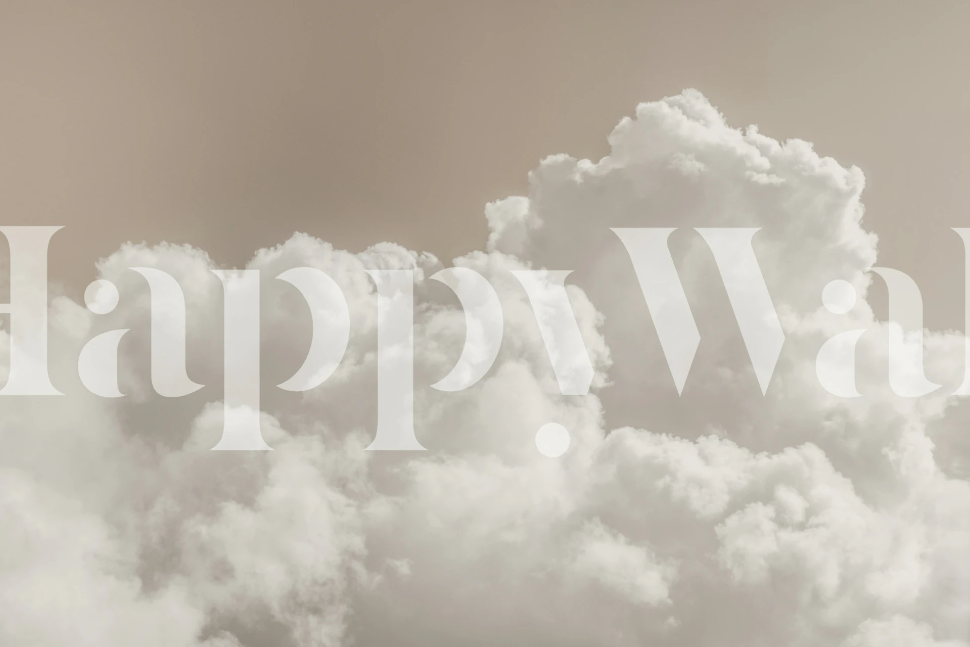 Fluffy white clouds against a soft beige background wallpaper