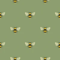 Little Bees Sage Green Small Bee Pattern behang