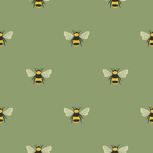 Little Bees Sage Green Small Bee Pattern