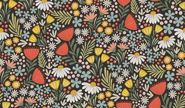 spring wildflowers - colorful - dark