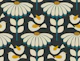 daisies with fluttering birds - dark