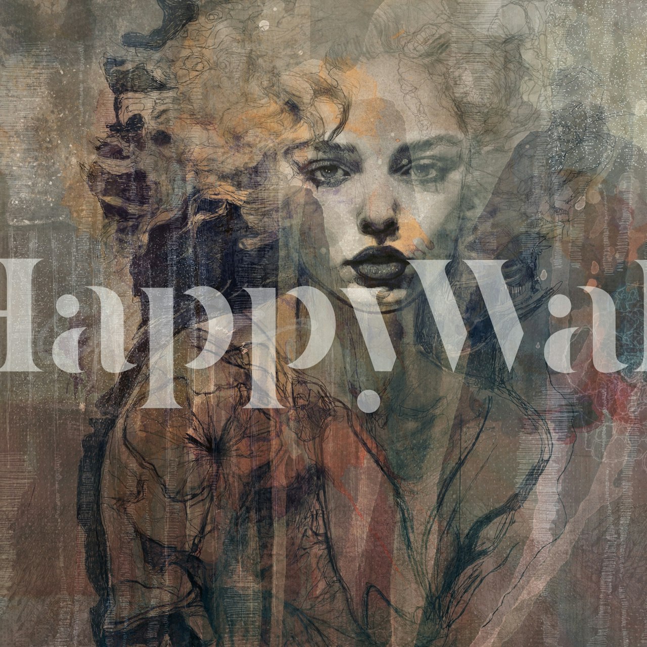 Portrait design with muted colors and subtle textures wallpaper