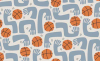 crazy basketball - faded blue and orange carta da parati