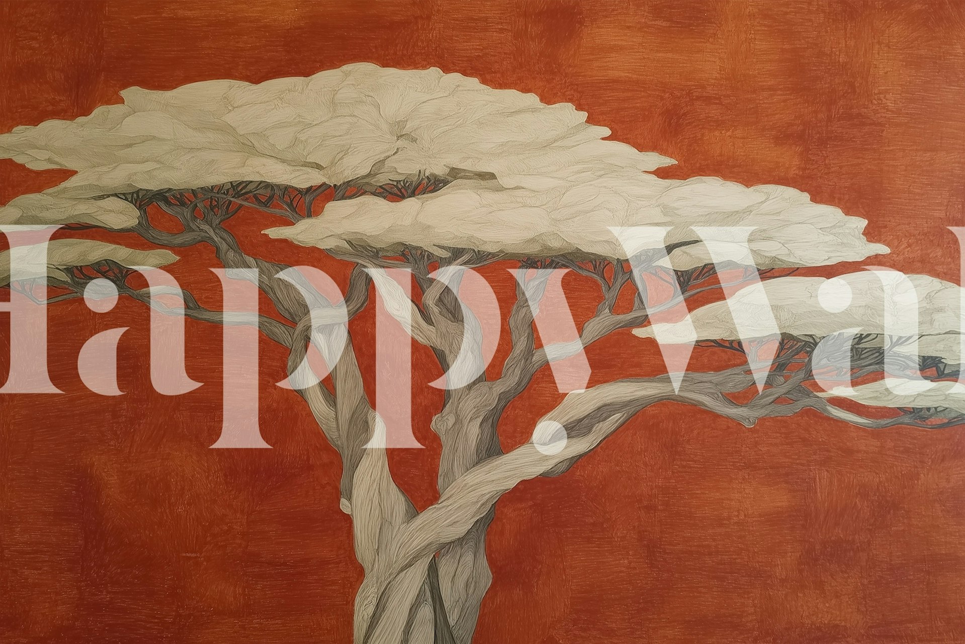 Tranquil Cherry Blossom Tree-tapet i ett rum