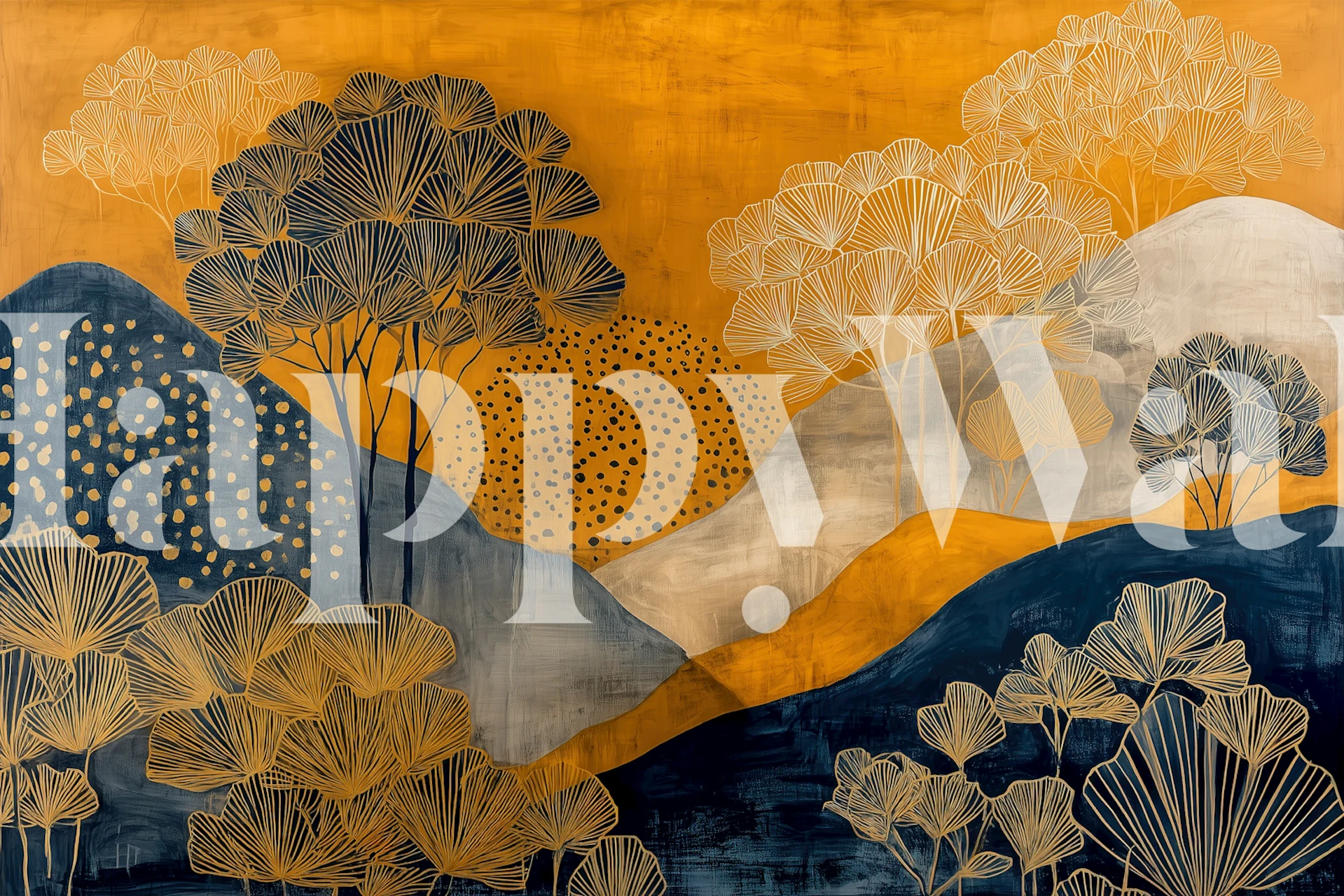 Golden Mountain Serenity wallpaper in a room