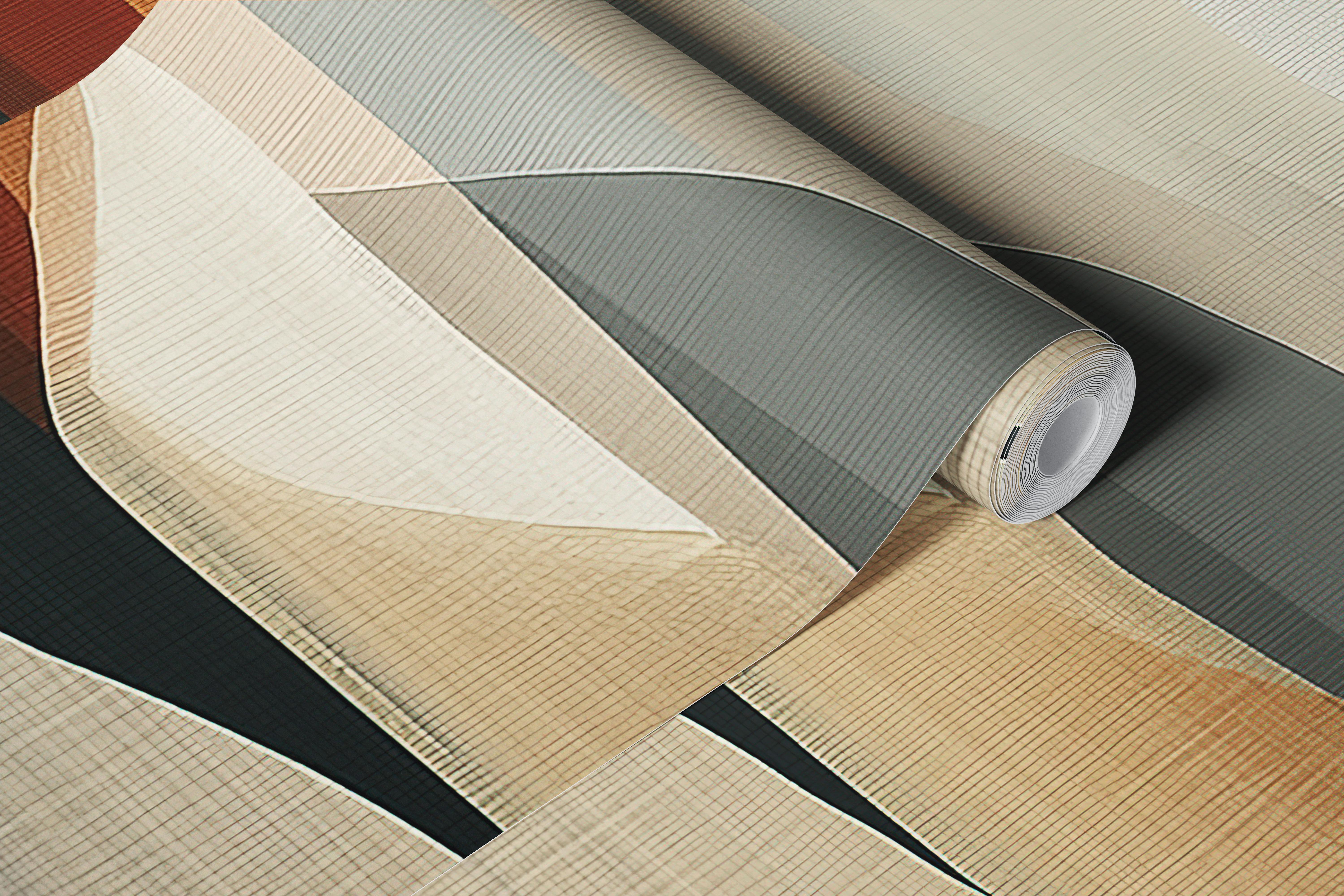 Abstract landscape in earthy tones, browns, and soft whites wallpaper.