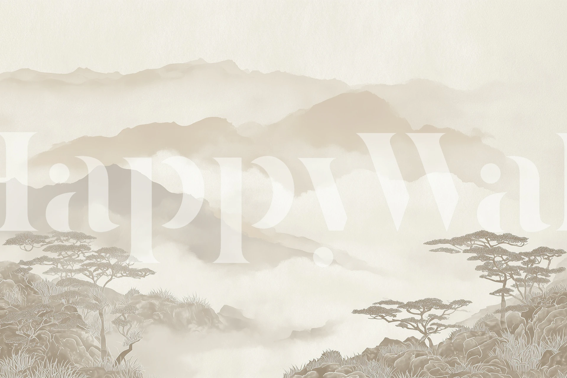 Serene Mountain Mist wallpaper in a room