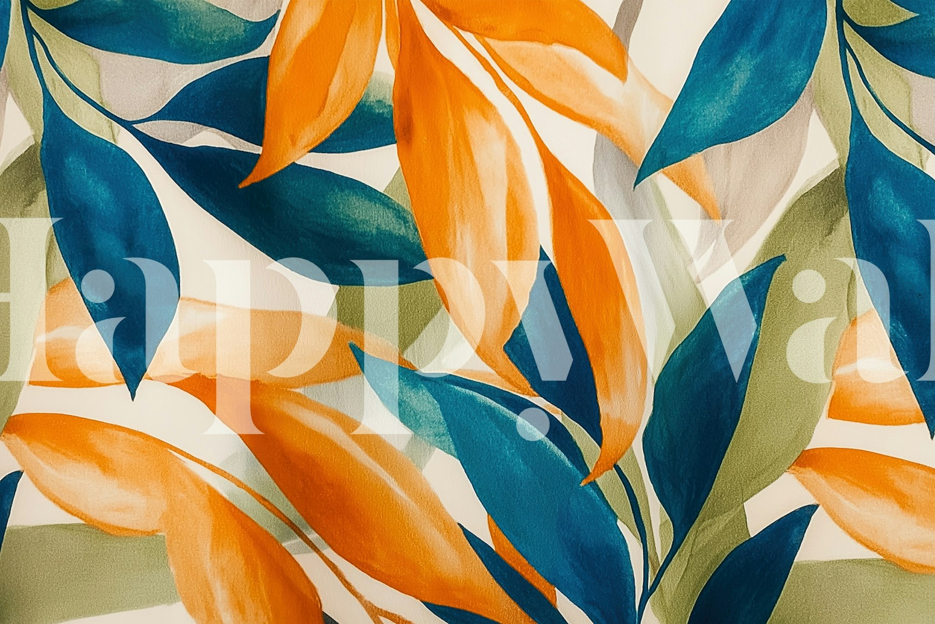 Vibrant Tropical Colorful Leaves tapet i ett rum