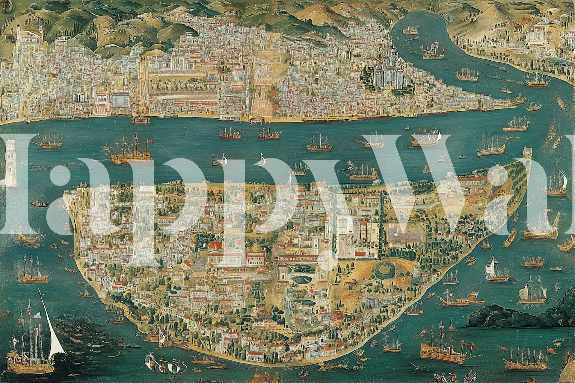 Aerial View of a Historic City ταπετσαρία