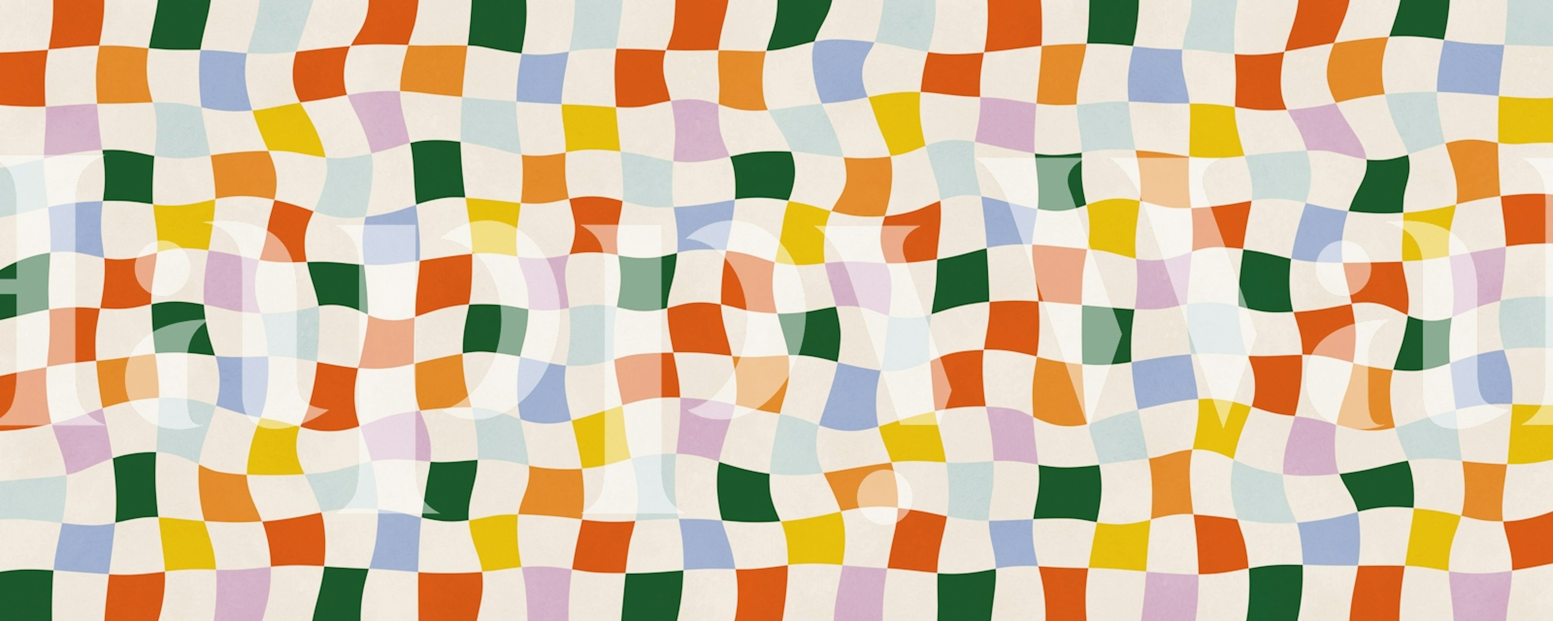 Colorful Wavy Tiles wallpaper in a room