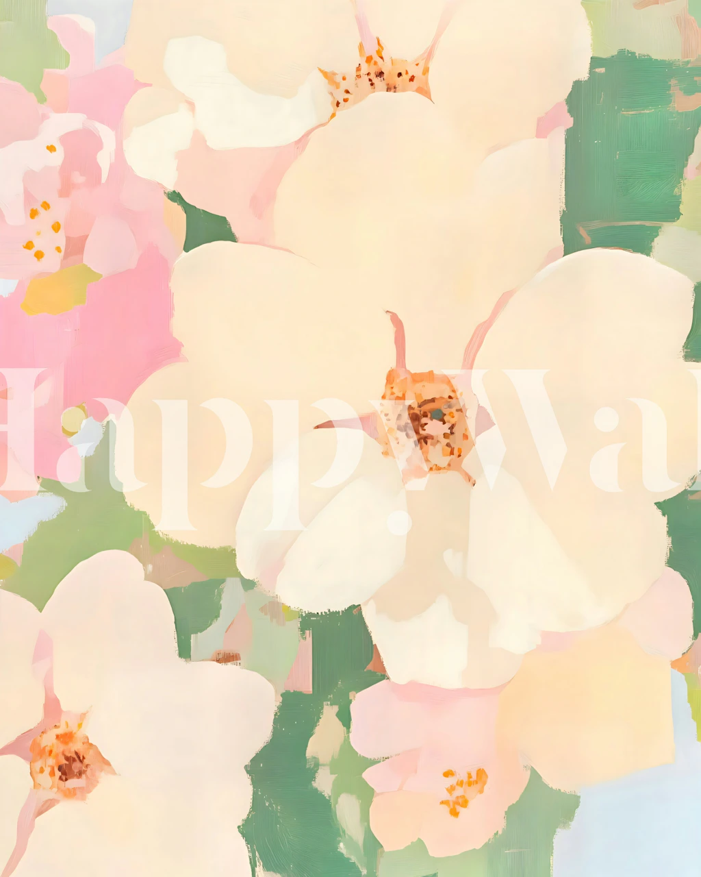 Blomstervægpapir design med bløde blomster