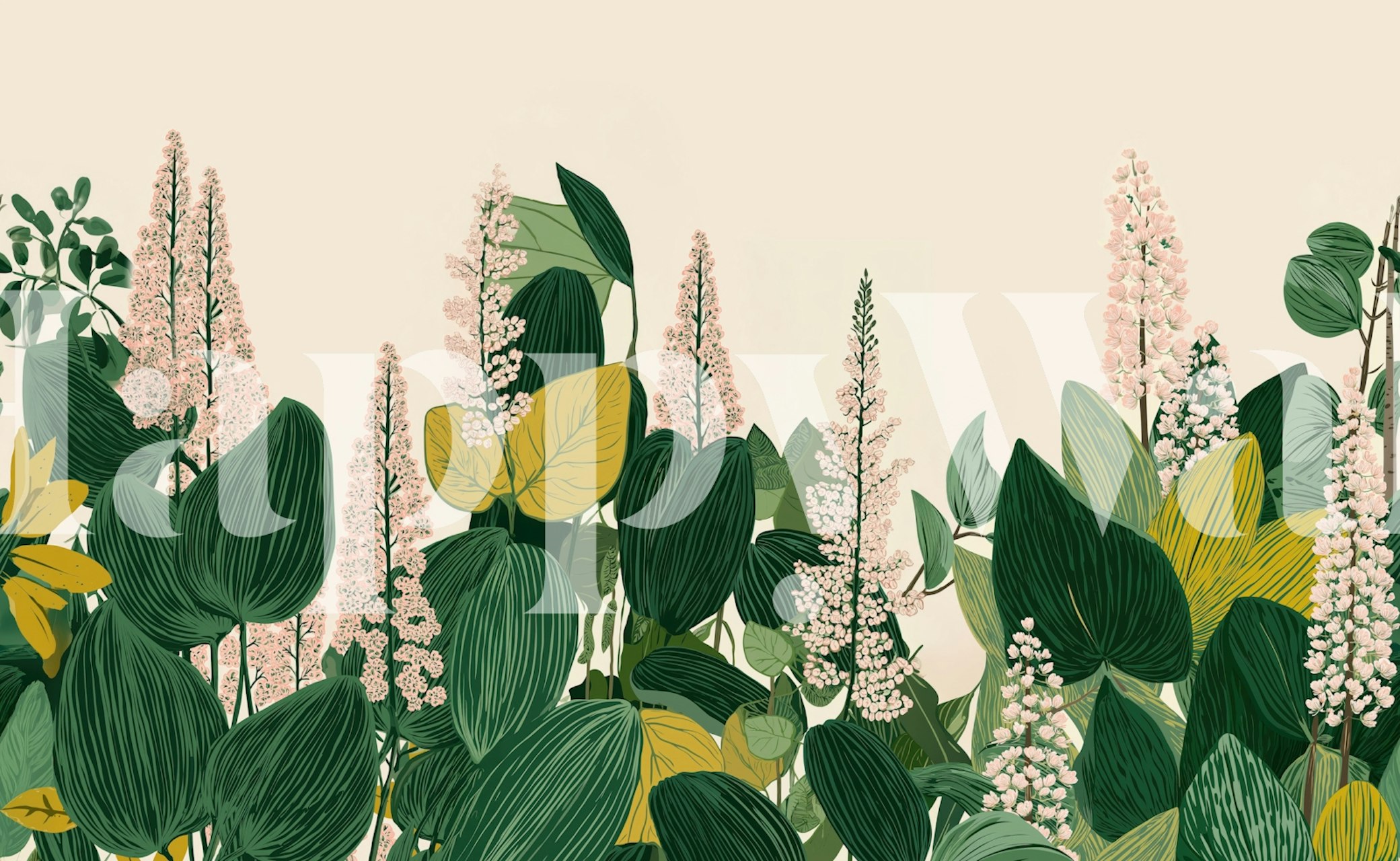 Linocut Garden Bloom Soft Pink Flowers tapet