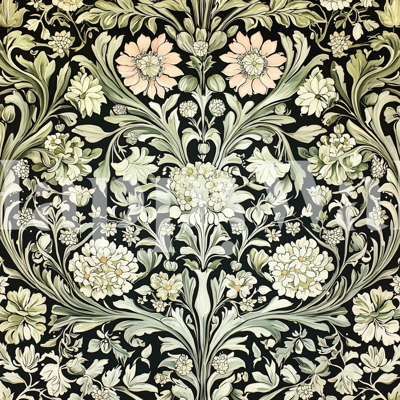 Victorian floral wallpaper in a room setting