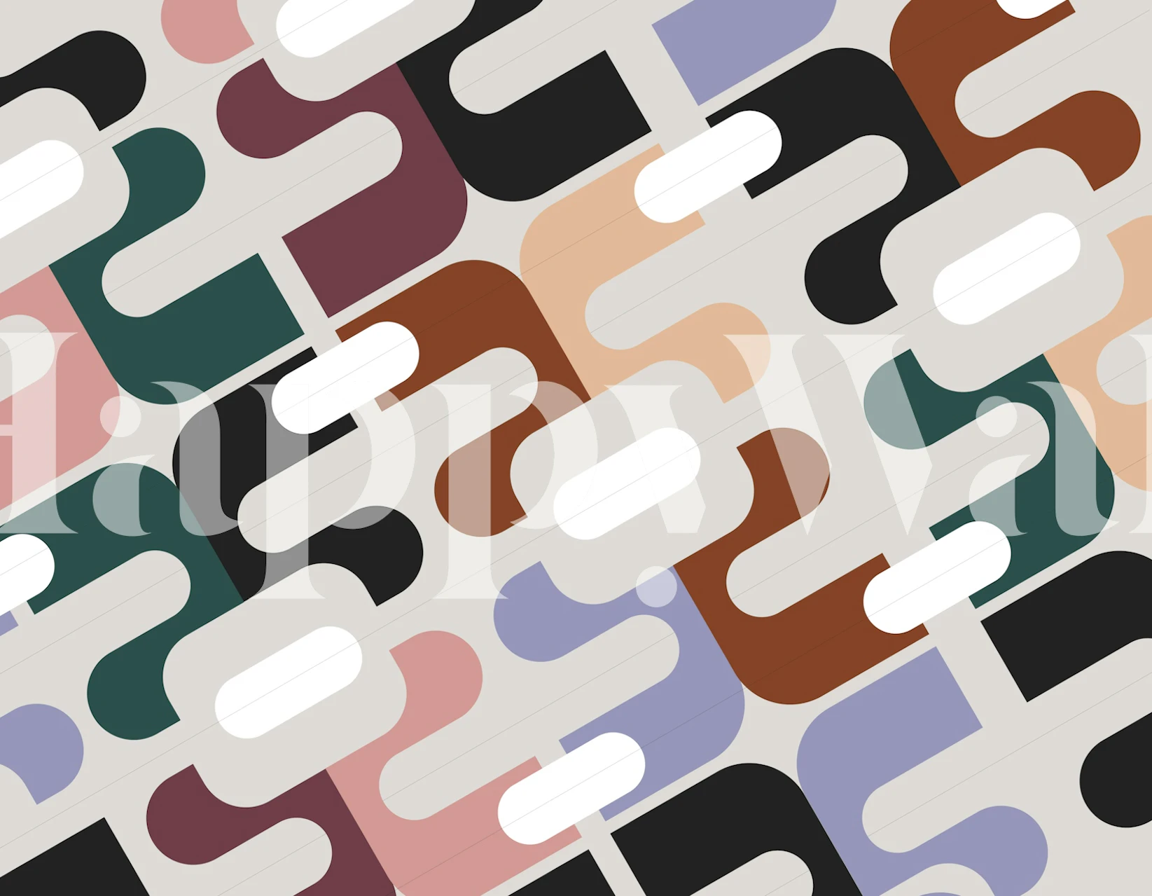 Retro geometric wallpaper design em um quarto