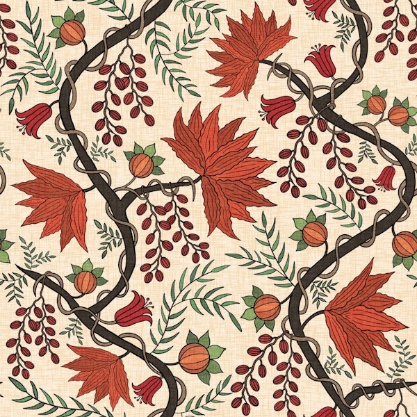 Trailing Vines in Warm Terra Cotta & Red