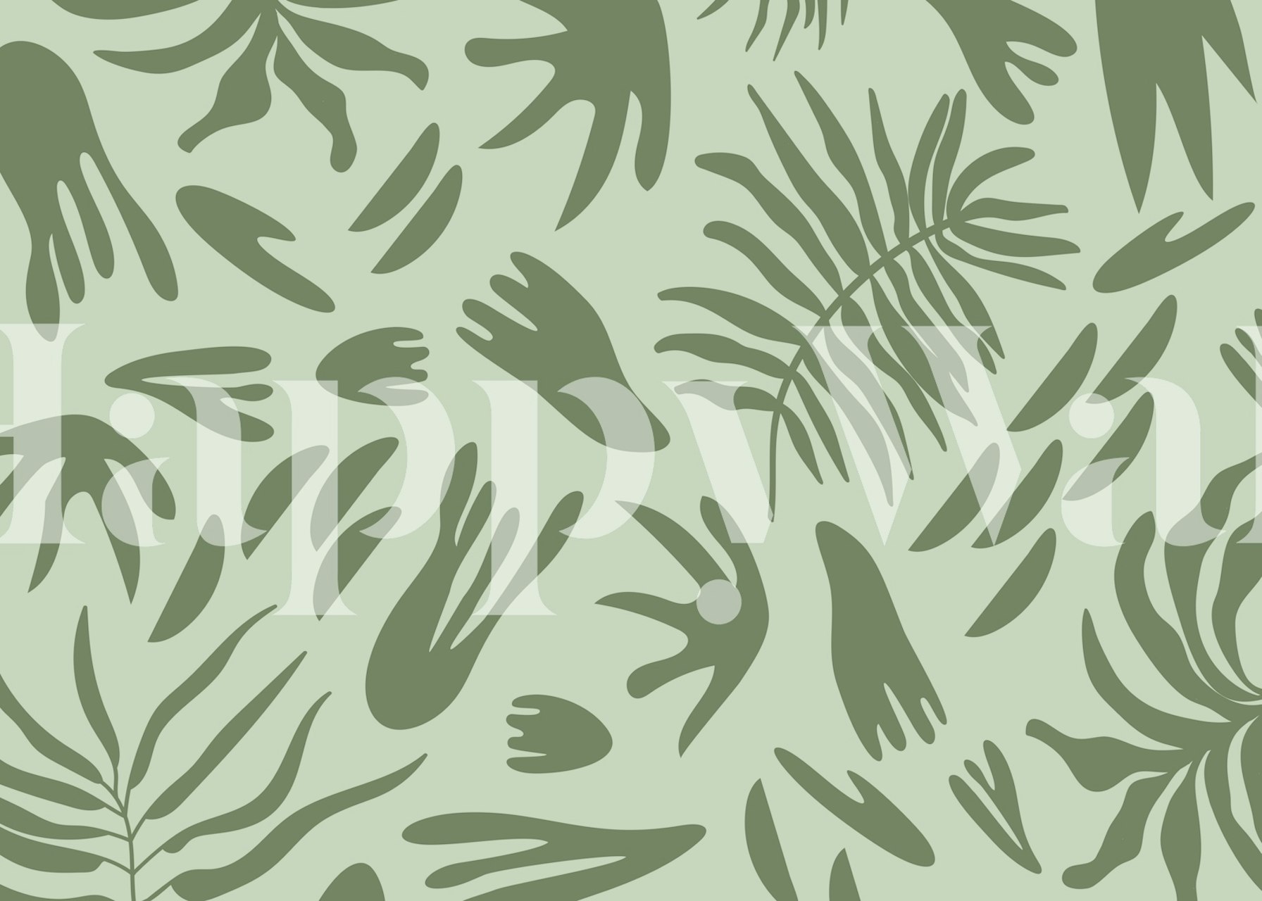 Biophilic green wallpaper in a room