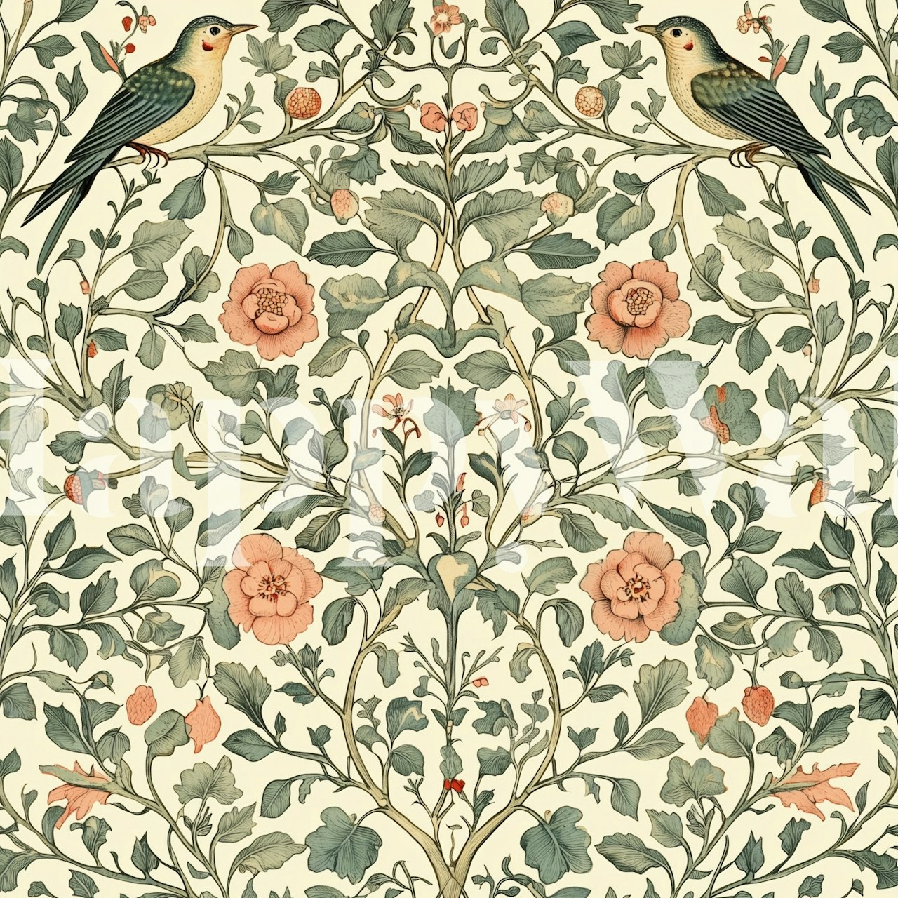 Birds and Blossoms tapet i ett rum