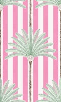 Cabana Palm Stripes - green and vibrant pink tapete