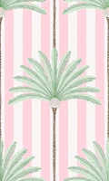 Cabana Palm Stripes - green and pink wallpaper