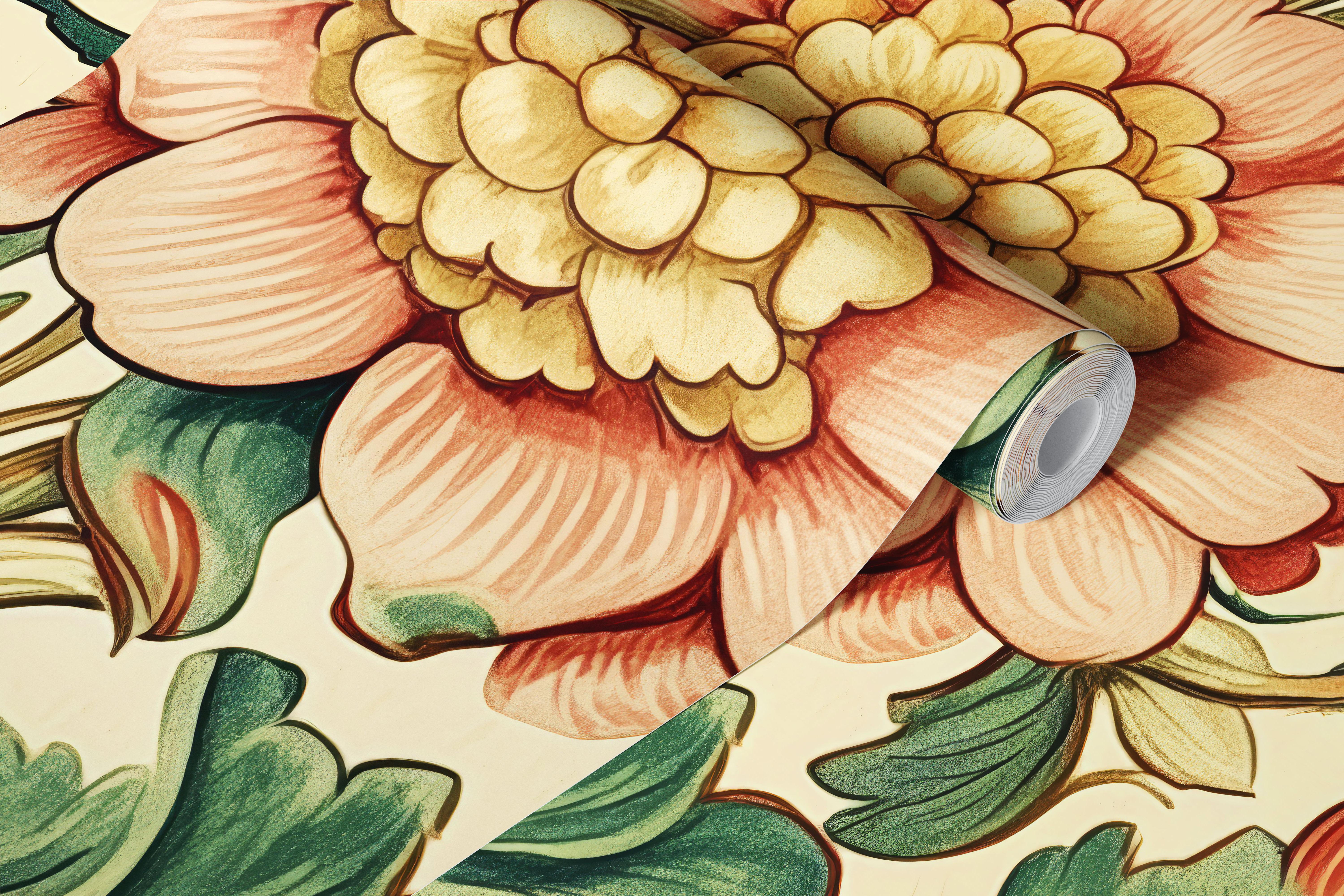 Classic Garden Blooms wallpaper in a room