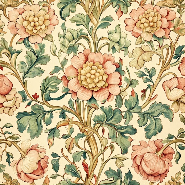 Classic Garden Blooms - William Morris Style
