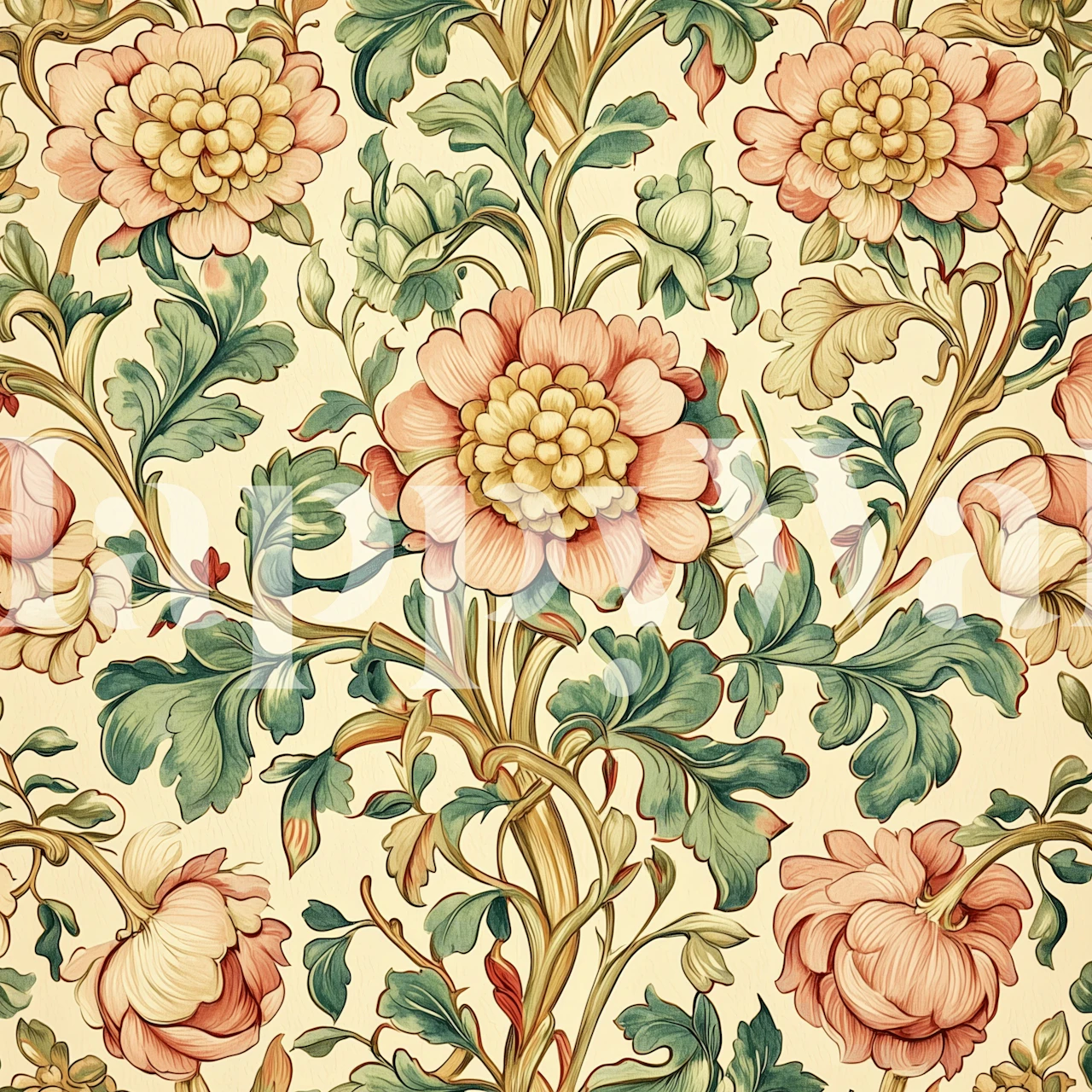 Classic Garden Blooms wallpaper in a room