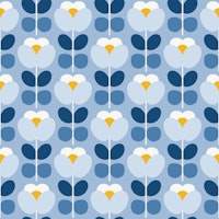 Modern Retro Florals Blue carta da parati