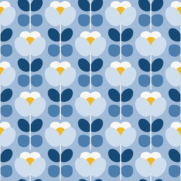 Modern Retro Florals Blue