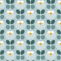 Modern Retro Florals Green carta da parati