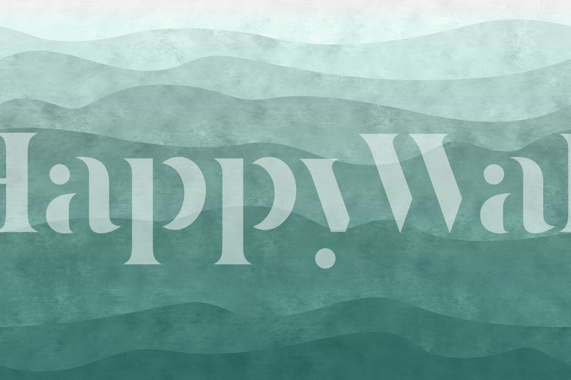 Calm Mountain Waves teal wallpaper in a room