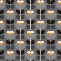 Modern Retro Florals Grey Black carta da parati