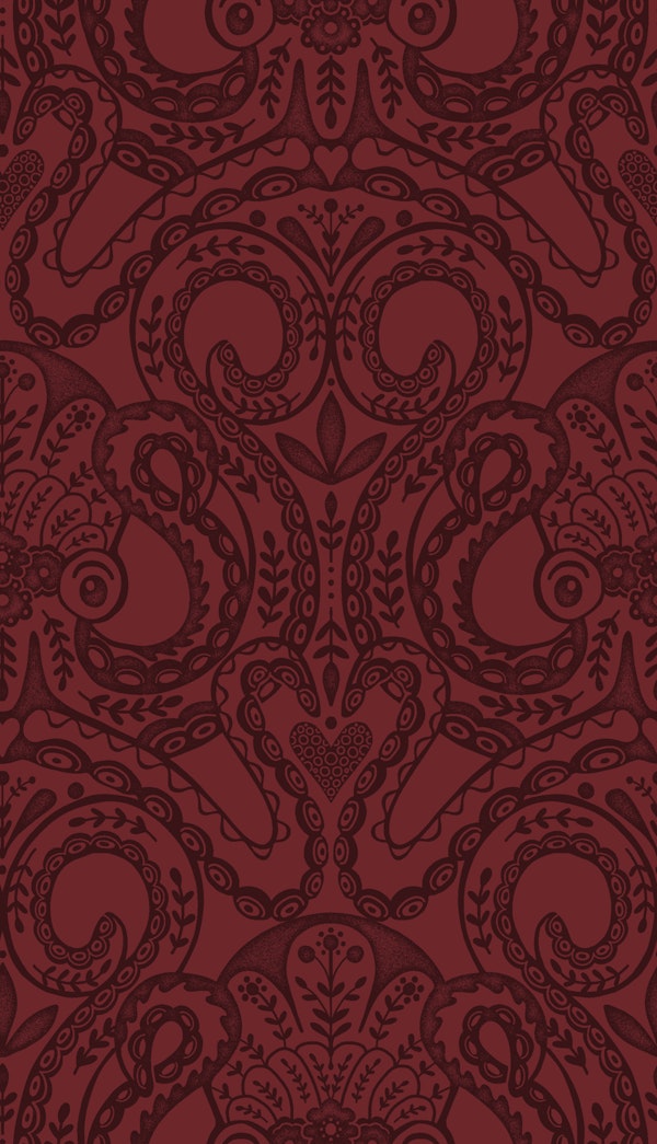 M Folk octopus damask burgundy