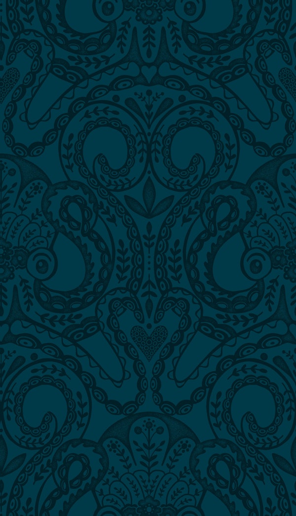 M Folk octopus damask dark teal