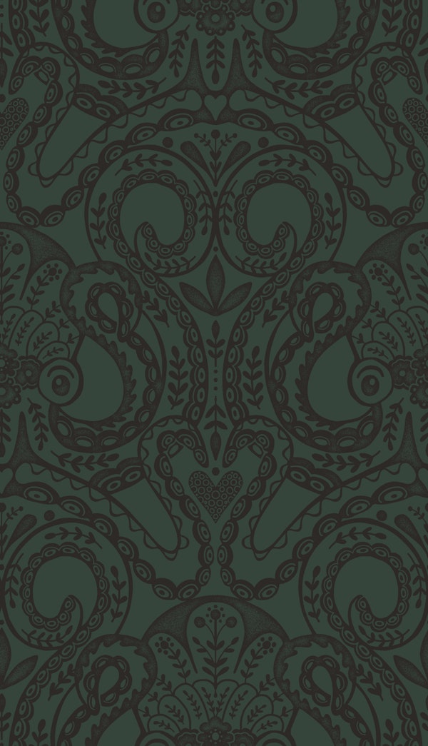 M Folk octopus damask forest green