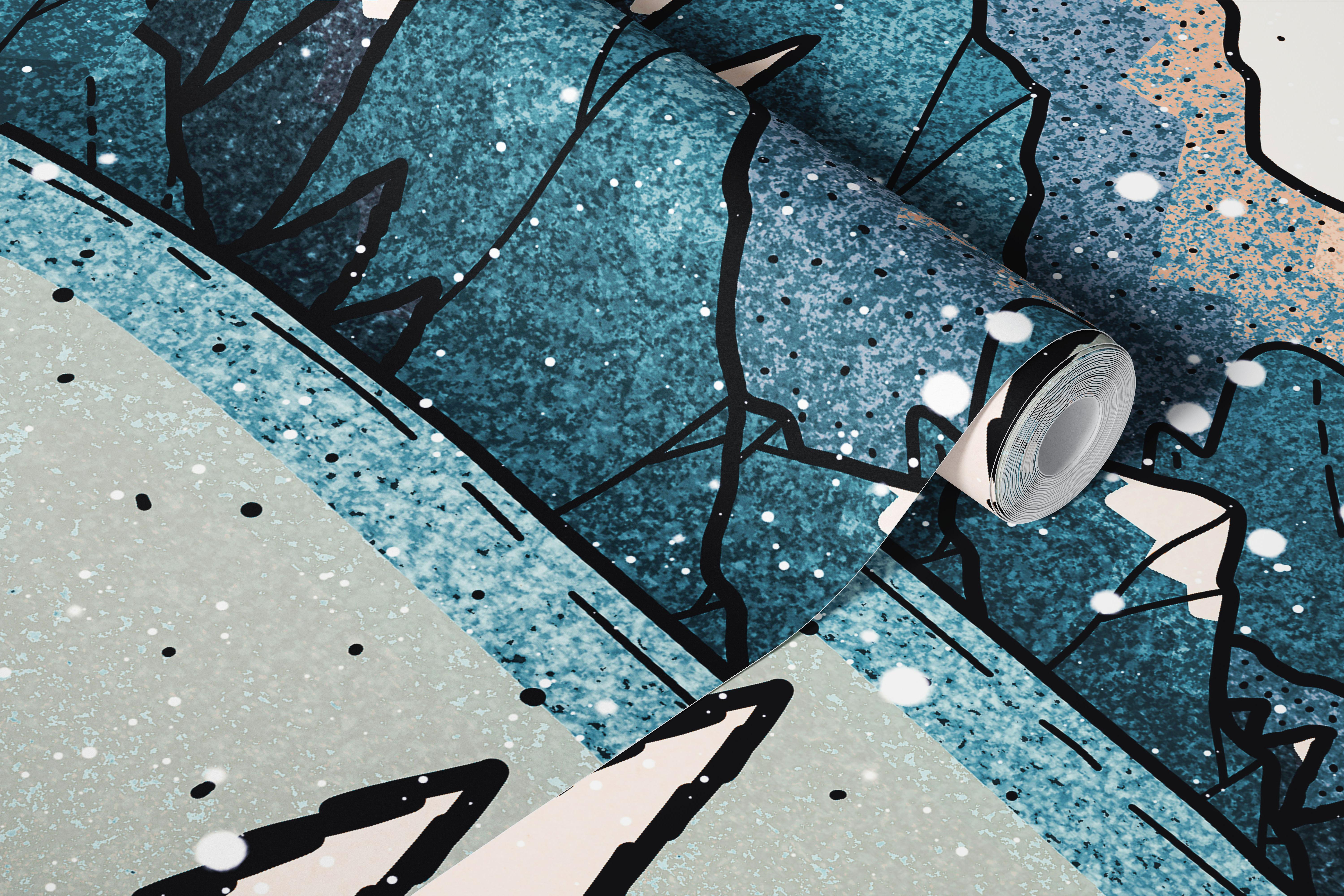 Blue winter night wallpaper in room