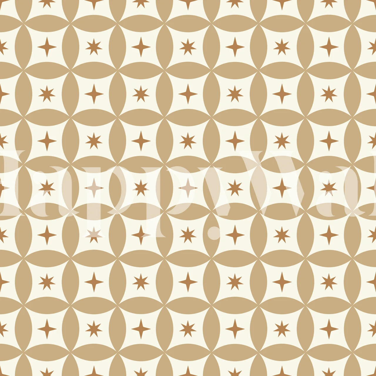 Geometric Circles and Stars Neutral wallpaper in room