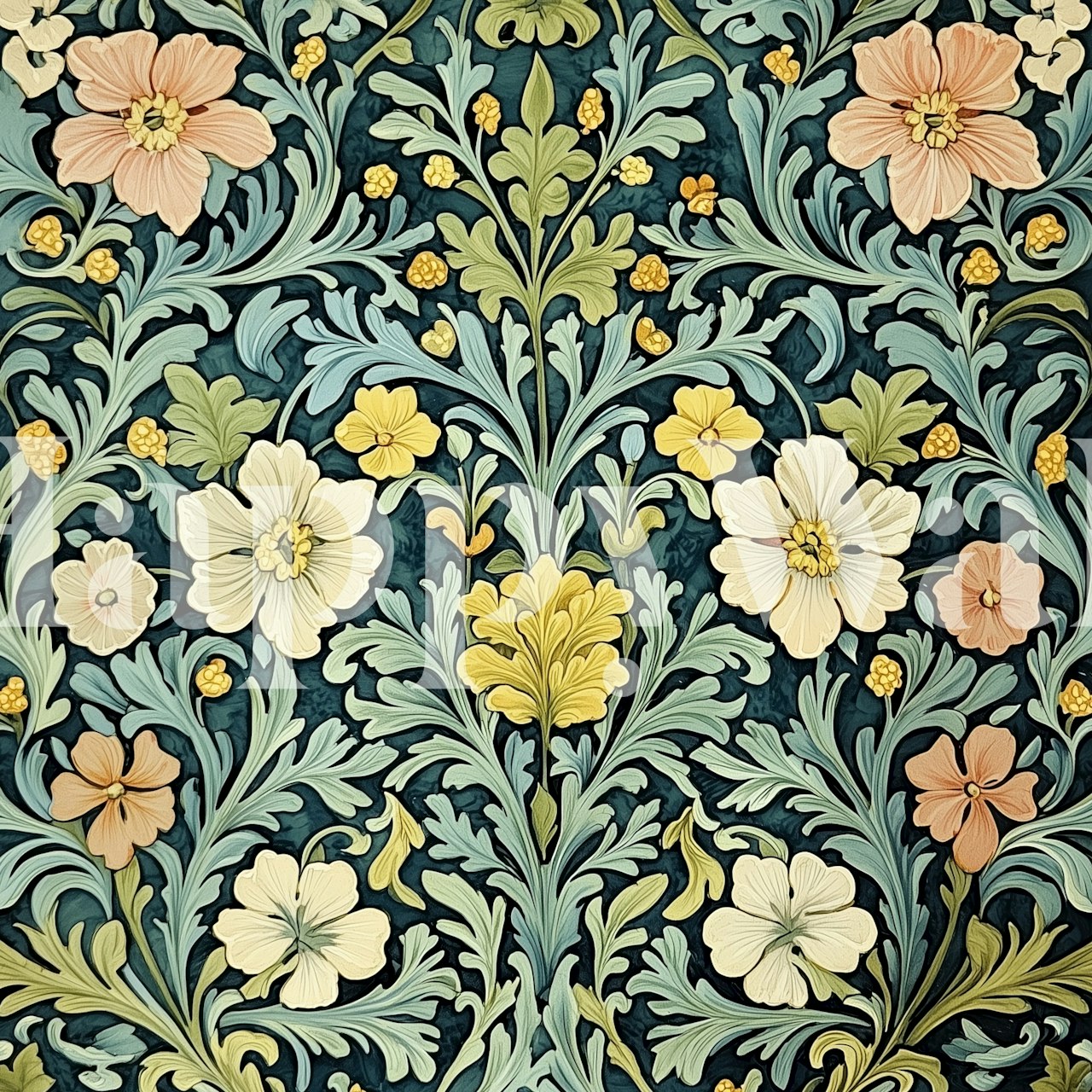 Diseño de papel tapiz Garden Blooms en entorno interior