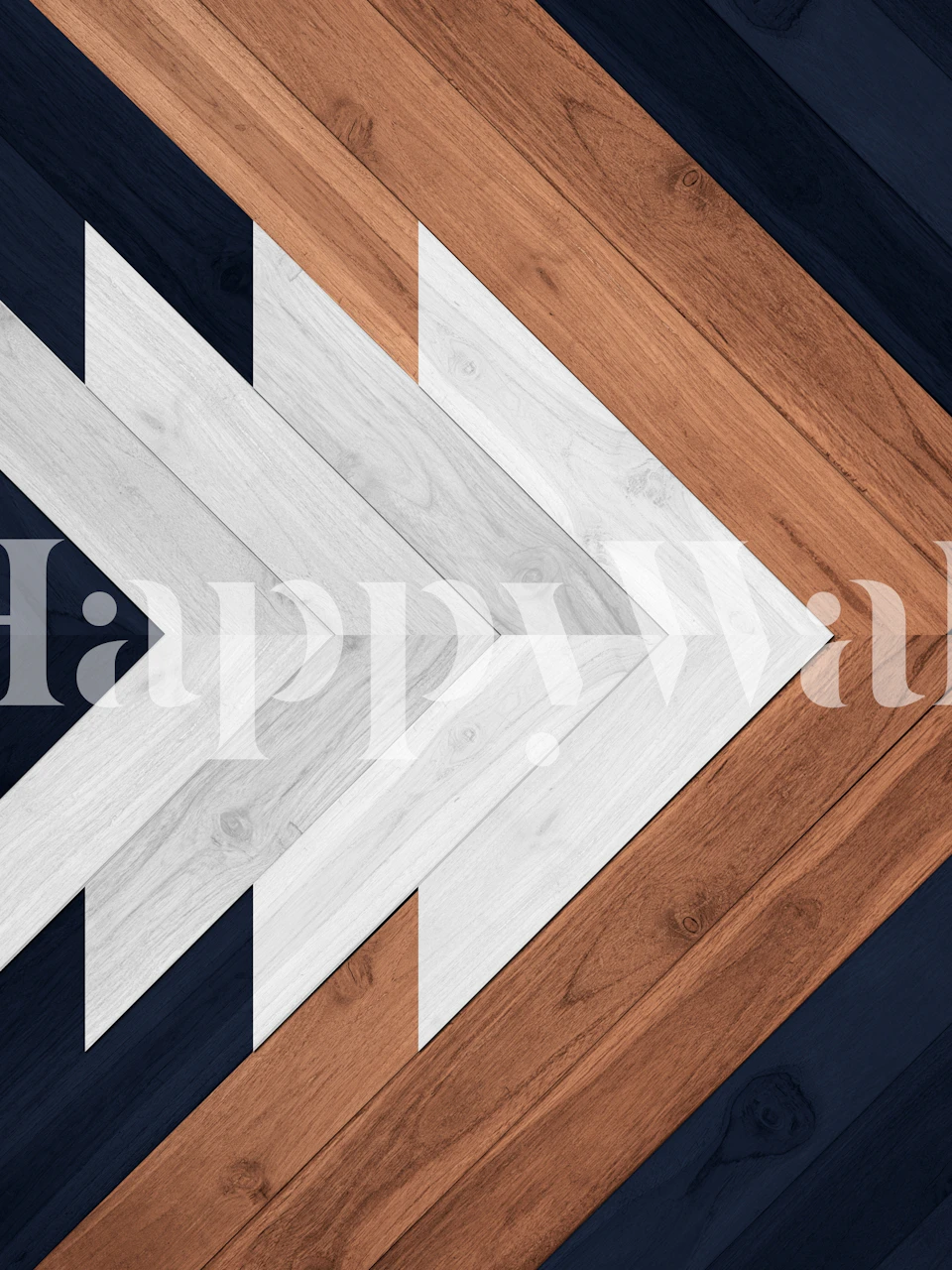 Chevron pattern in wood textures featuring white, brown, and navy blue wallpaper