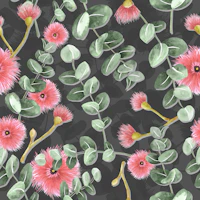 Blossoming Eucalyptus Delight black papel pintado