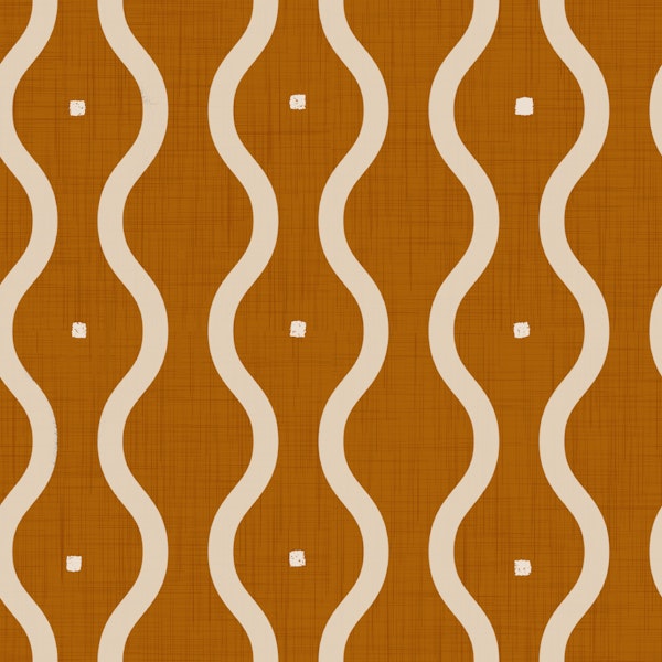 Mid Century Wavy Stripes Burnt Orange
