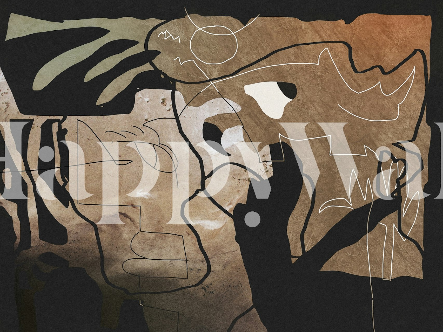 Abstract Rusp wallpaper design in a room