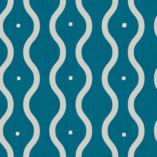 Mid Century Wavy Stripes Teal