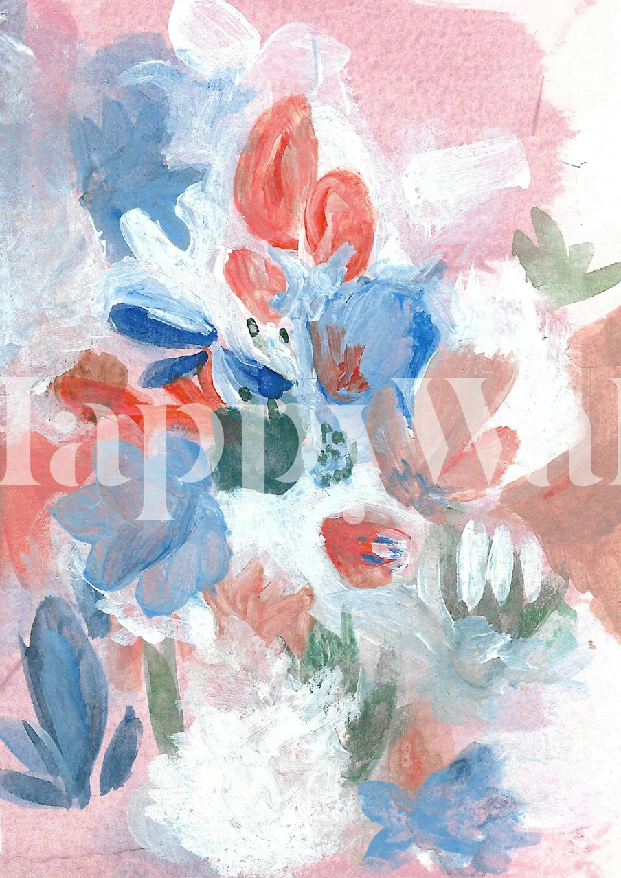 Pastel Garden Blooms behang in een kamer