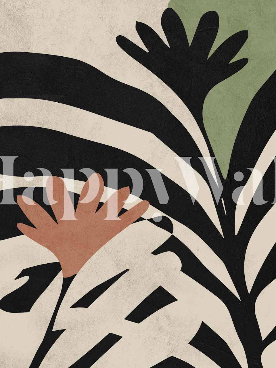 Design della carta da parati African Jungle Leaf su una parete