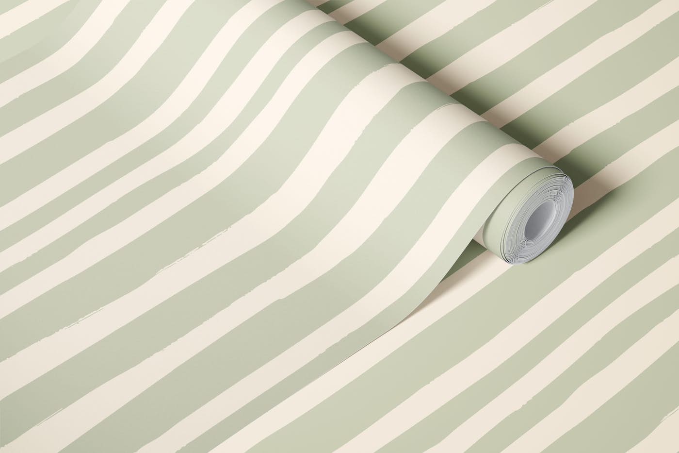 Soft Green Stripes wallpaper roll